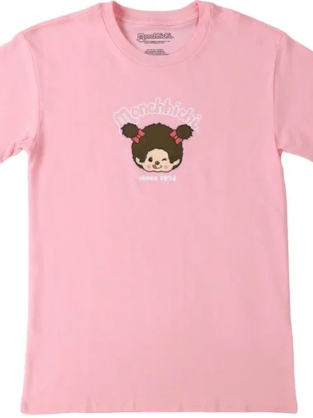 Monchhichi Pink Logo Tee - Classic Script Neck Label